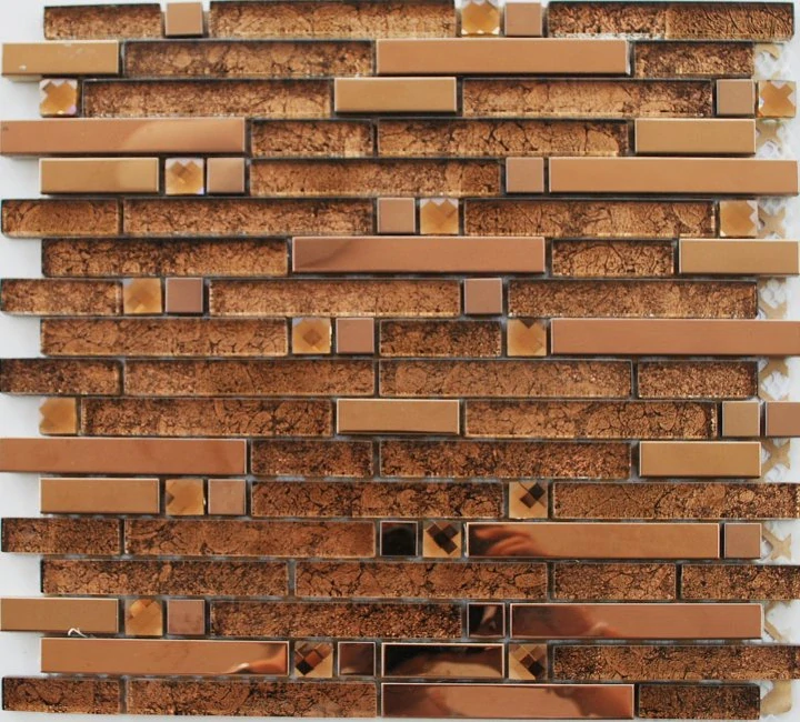 Maxwhite JSM-JB042 Mozaika sklenená nerezová hnedá bronzová 30x30cm sklo kov metal