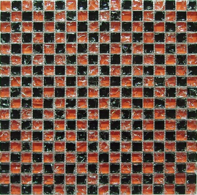Maxwhite JSM-BL001 Mozaika sklenená čierna červená 29,7x29,7cm sklo