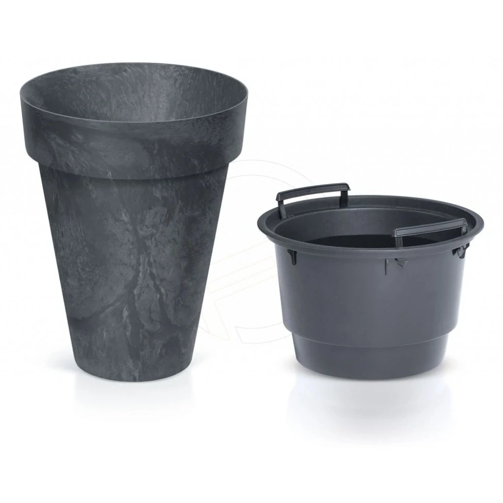 PROSPERPLAST Kvetináč s vkladom CUBE SLIM BETON EFFECT antracit 27,6cm