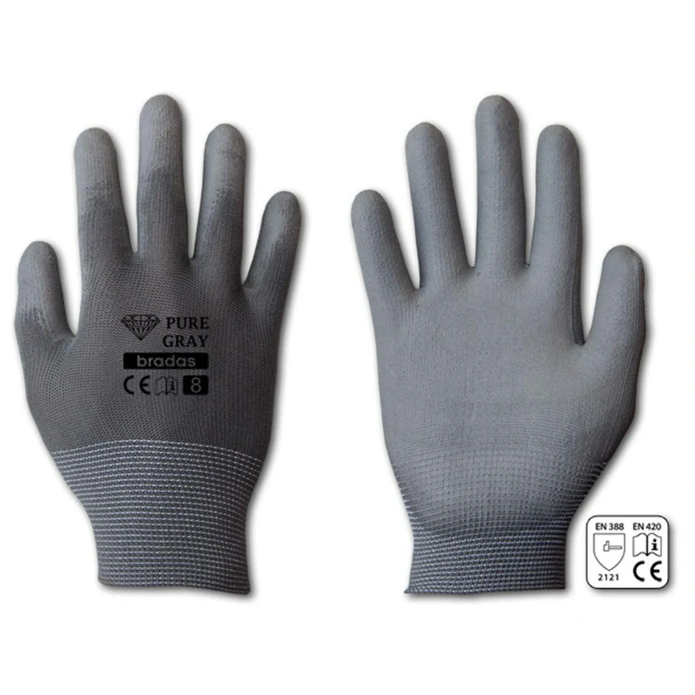 Rukavice pracovné polyuretán Pure gray vel.9