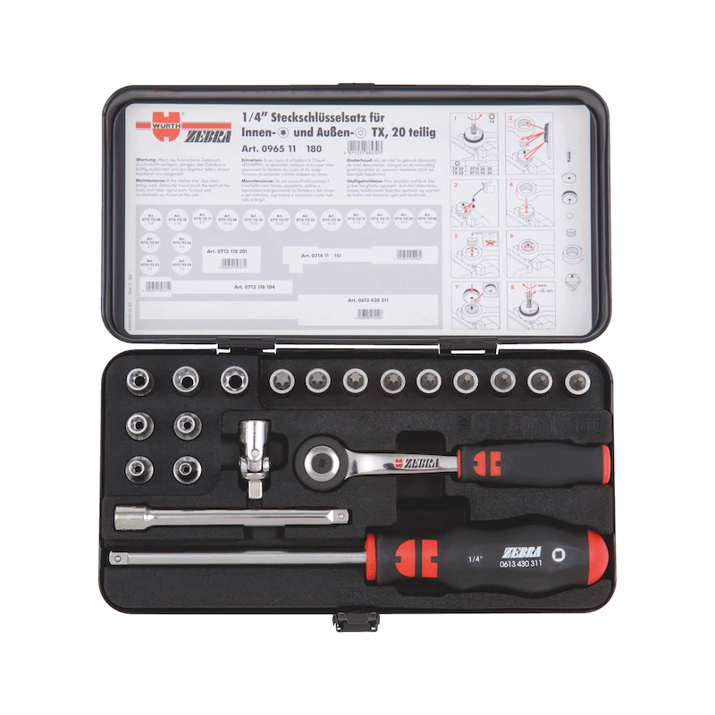 WURTH GOLA SADA NÁSTRČNÝCH KĽÚČOV 1/4 20 ks