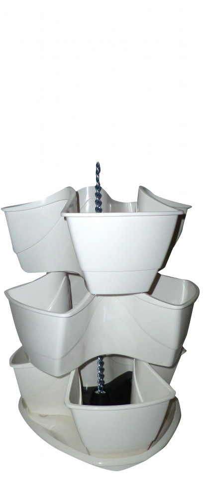 PROSPERPLAST COUBI kaskádový kvetináč 29,5x29,5x88cm, biela DKN300W