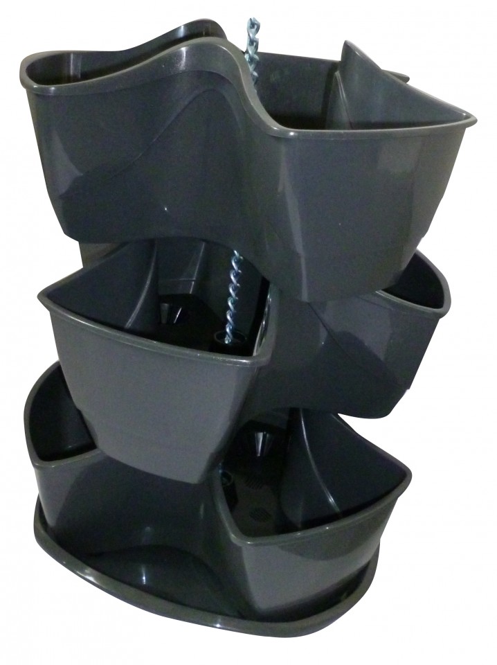 PROSPERPLAST COUBI kaskádový kvetináč 29,5x29,5x88cm, grafit DKN300W
