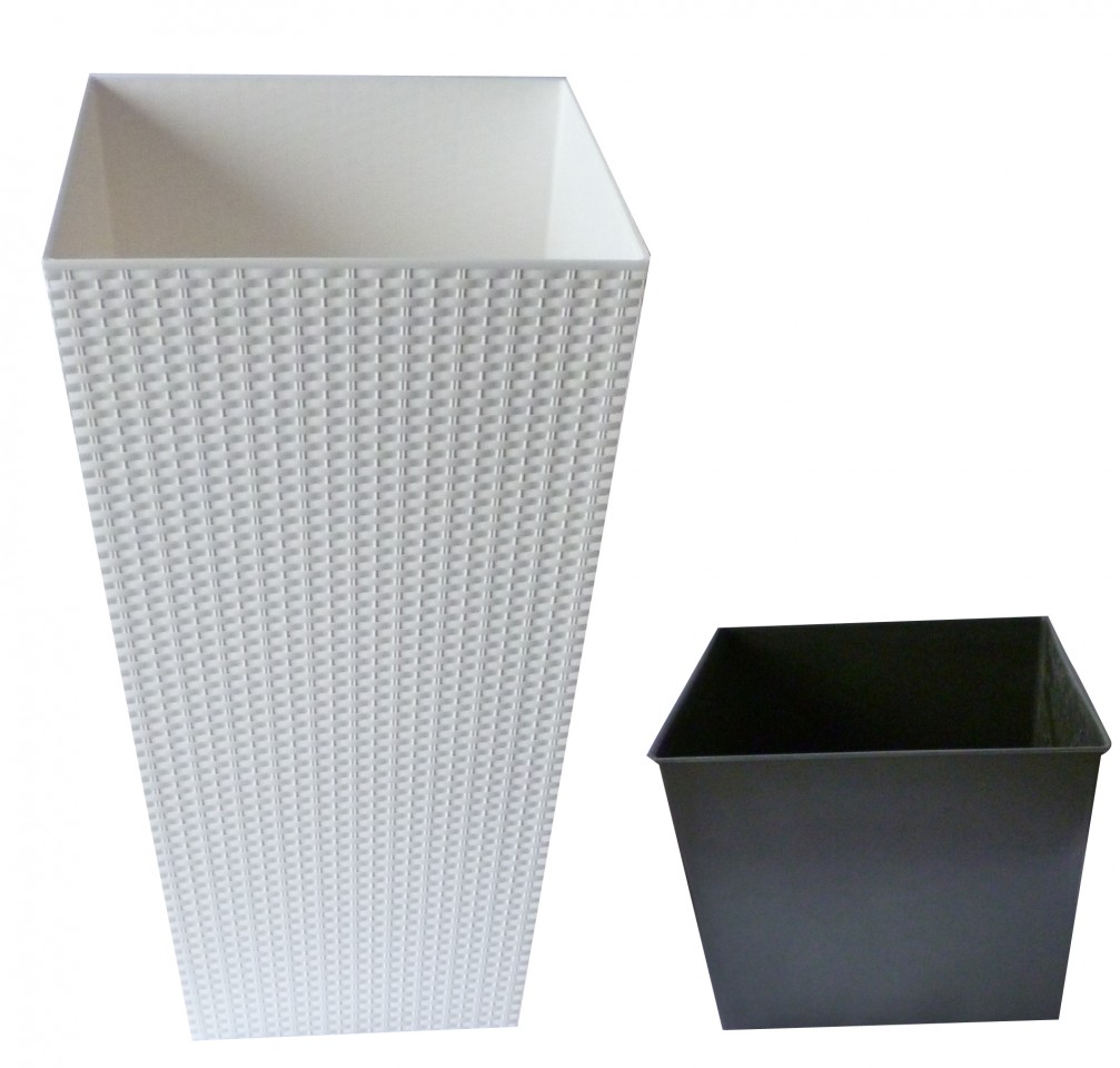 Kvetináč Prosperplast Rato square 40 x 40 x 75 cm biely DRTS400