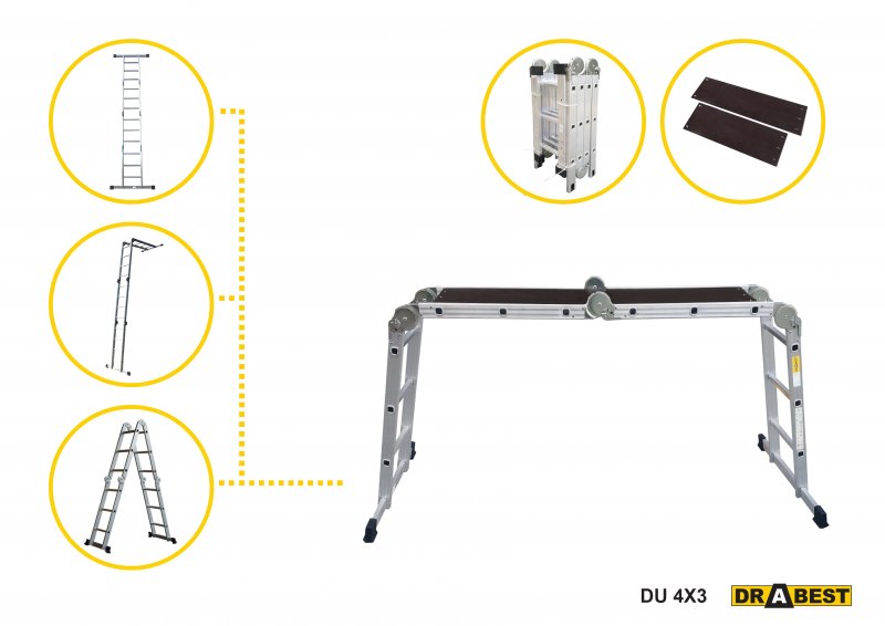 Rebrík 4x3 priečky DRABEST DU4-3WP PRO