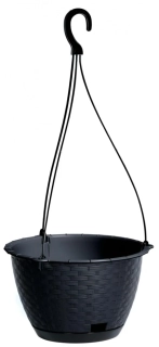 PROSPERPLAST Kvetináč závesný RATOLLA ROUND W antracit s oceľ. lankom 21,7 cm