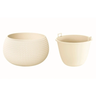 PROSPERPLAST Kvetináč s vkladom SPLOFY BOWL krémový 29cm