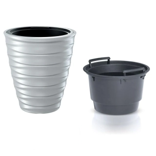 PROSPERPLAST Kvetináč nízky s vkladom FREZE biely 38,3 cm