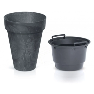 PROSPERPLAST Kvetináč s vkladom CUBE SLIM BETON EFFECT antracit 27,6cm