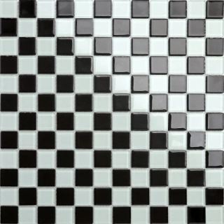 Maxwhite CH4011PM Mozaika sklenená biela čierna šachovnica 30x30cm sklo